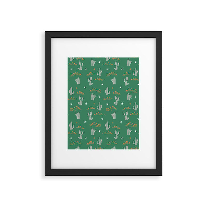 Retro cactus plant art pattern Framed Art Print Gallery Image 6