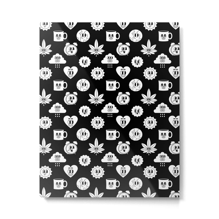 Retro cartoon character sticker pattern Metal Print Gallery Image 1
