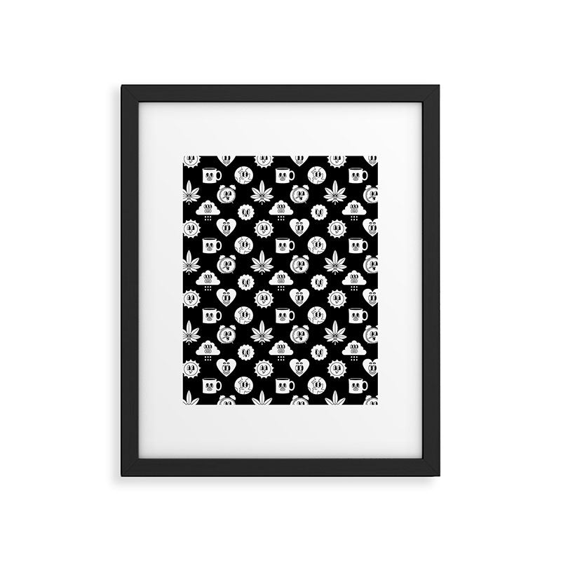 Retro cartoon character sticker pattern Framed Art Print Gallery Image 6