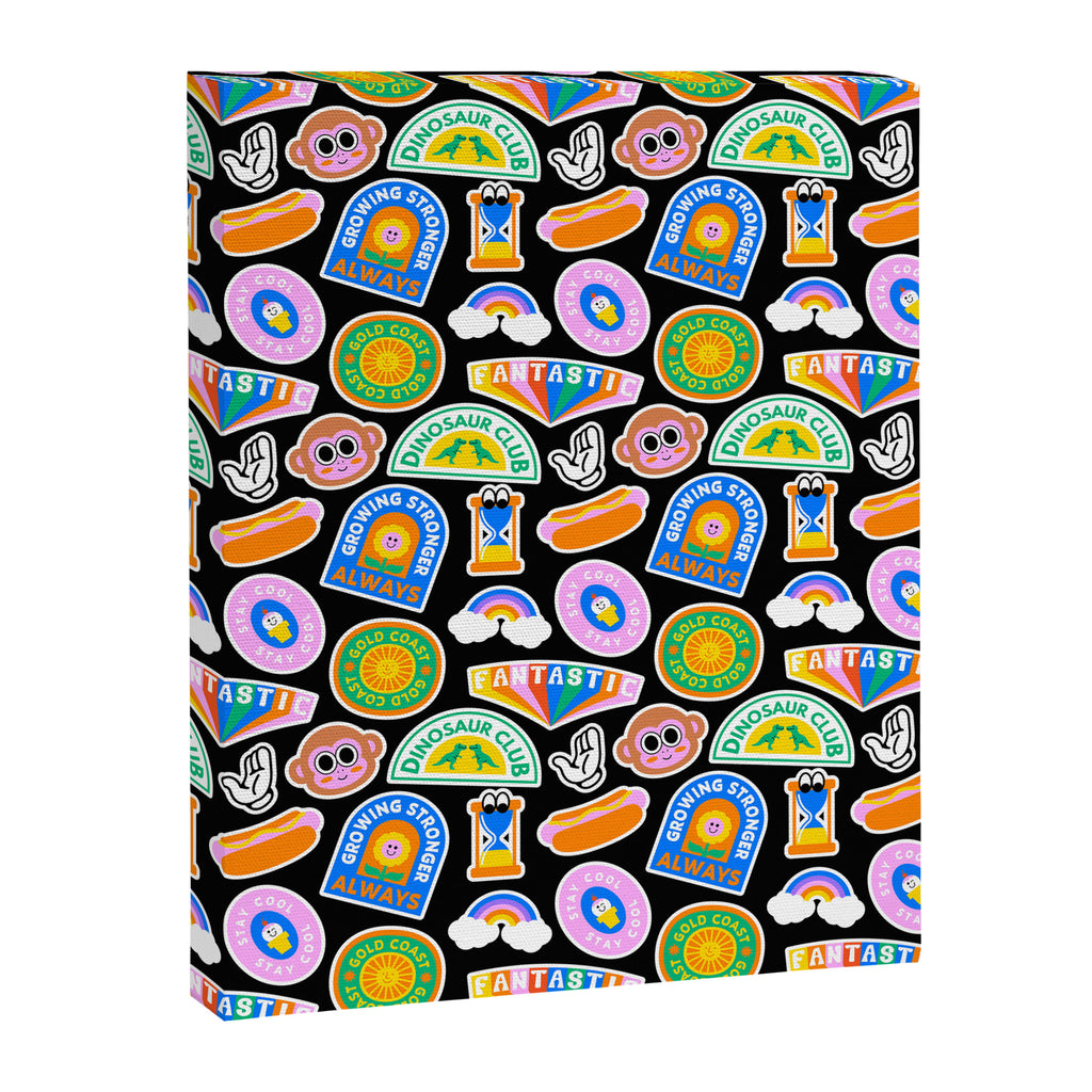 Retro cartoon label sticker pattern Canvas Print Gallery Image 8