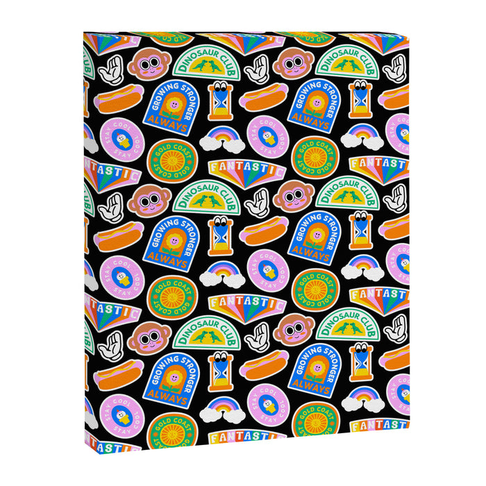 Retro cartoon label sticker pattern Canvas Print Gallery Image 1