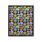 Retro cartoon label sticker pattern Framed Canvas Print Gallery Image 8