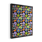 Retro cartoon label sticker pattern Framed Canvas Print Gallery Image 2