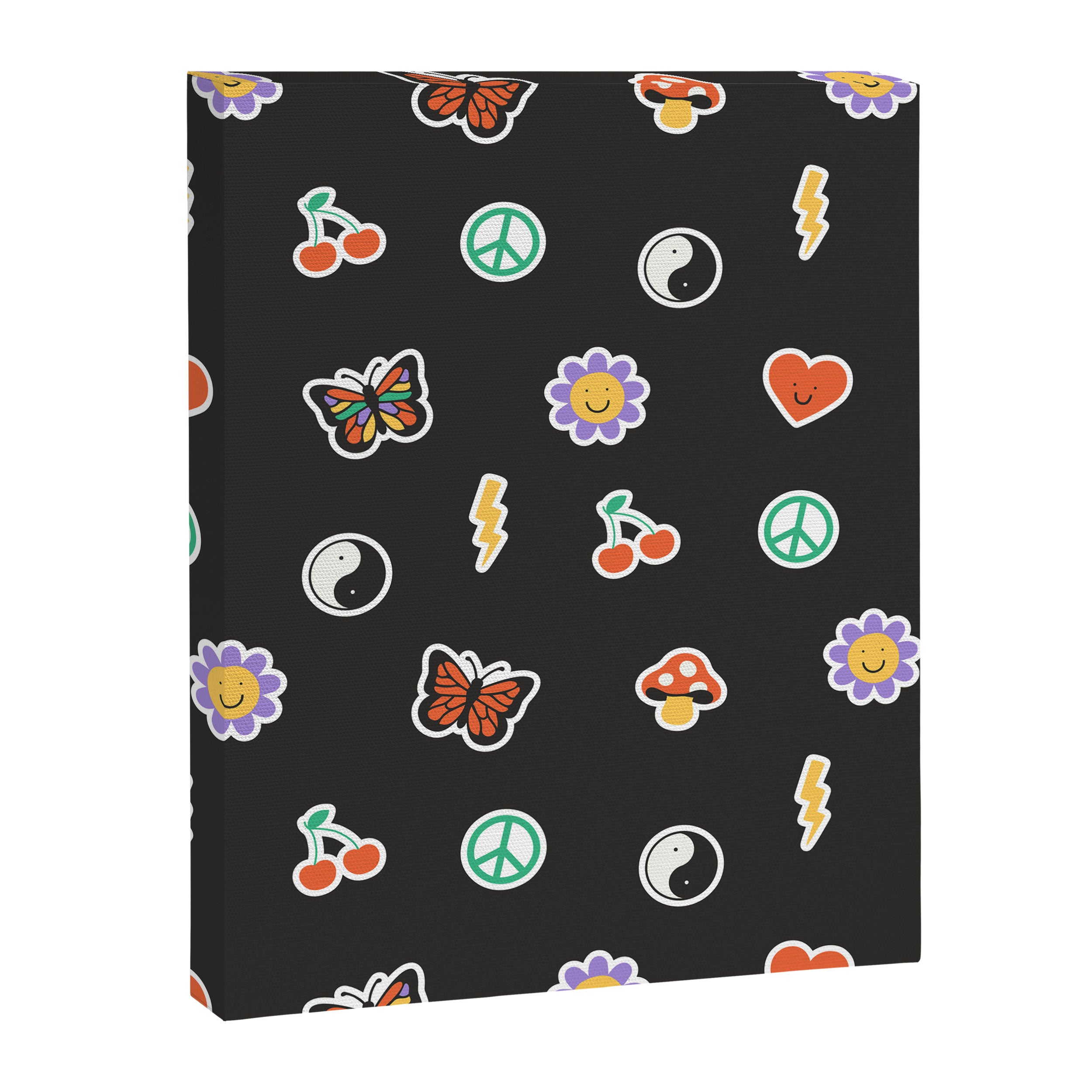 Retro cartoon sticker doodle pattern Canvas Print Gallery Image 8