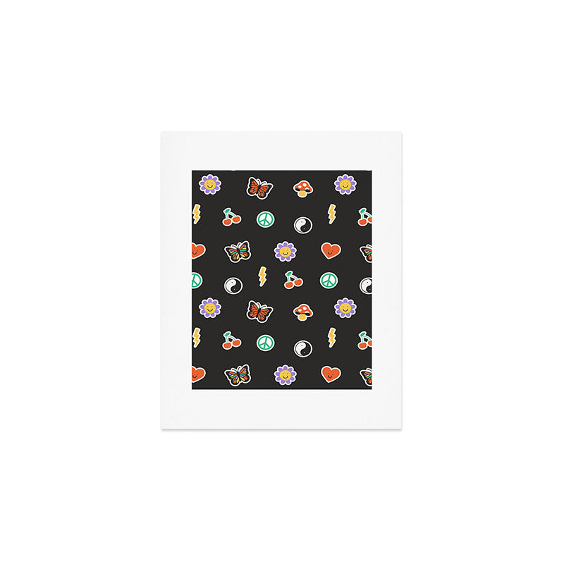 Retro cartoon sticker doodle pattern Art Print Gallery Image 1