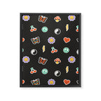Retro cartoon sticker doodle pattern Framed Canvas Print Gallery Image 8