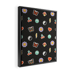 Retro cartoon sticker doodle pattern Framed Canvas Print Gallery Image 2