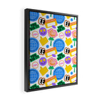 Retro cartoon sticker label pattern Framed Canvas Print Gallery Image 2