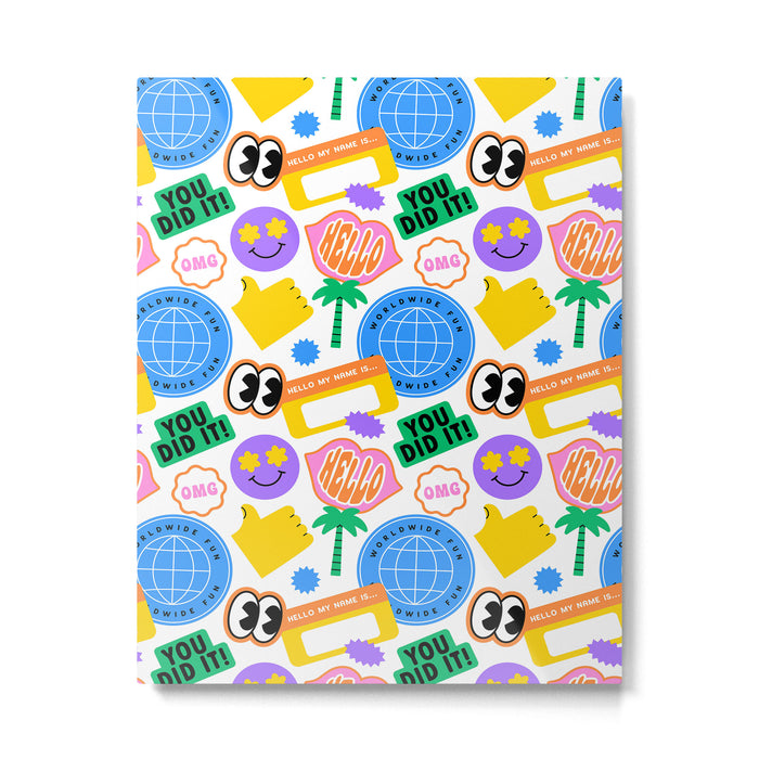 Retro cartoon sticker label pattern Metal Print Gallery Image 1