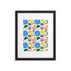 Retro cartoon sticker label pattern Framed Art Print Gallery Image 6