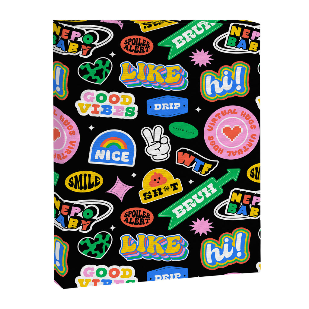 Retro cartoon sticker label pattern Canvas Print Gallery Image 8