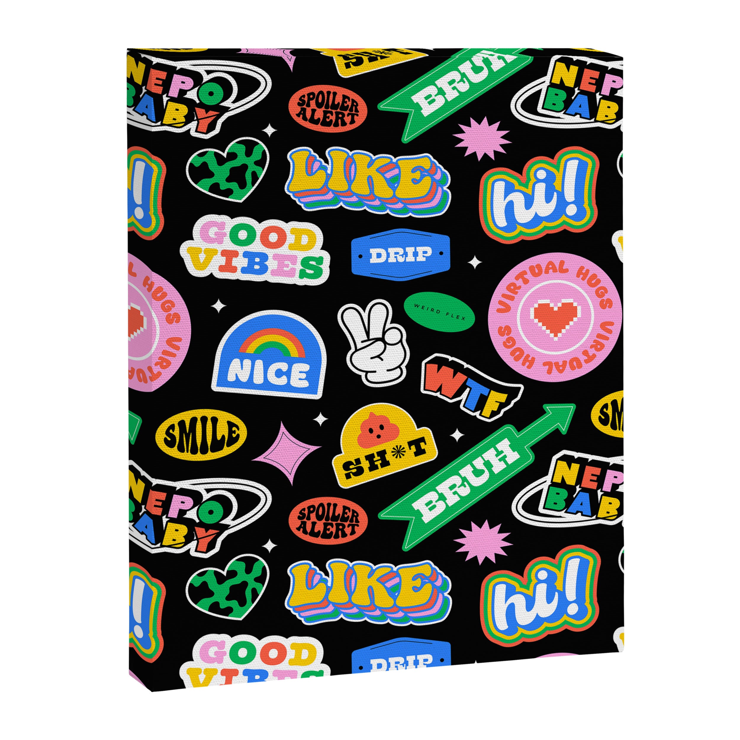 Retro cartoon sticker label pattern Canvas Print Gallery Image 8