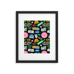 Retro cartoon sticker label pattern Framed Art Print Gallery Image 6