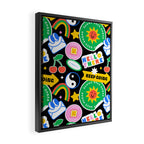 Retro cartoon sticker label pattern Framed Canvas Print Gallery Image 2