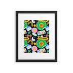 Retro cartoon sticker label pattern Framed Art Print Gallery Image 6