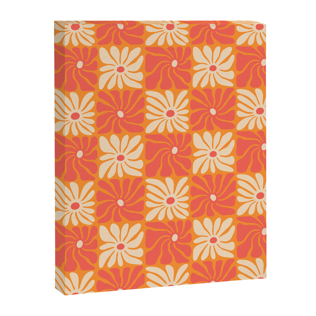 Retro checkered flower art pattern Canvas Print Gallery Image 8