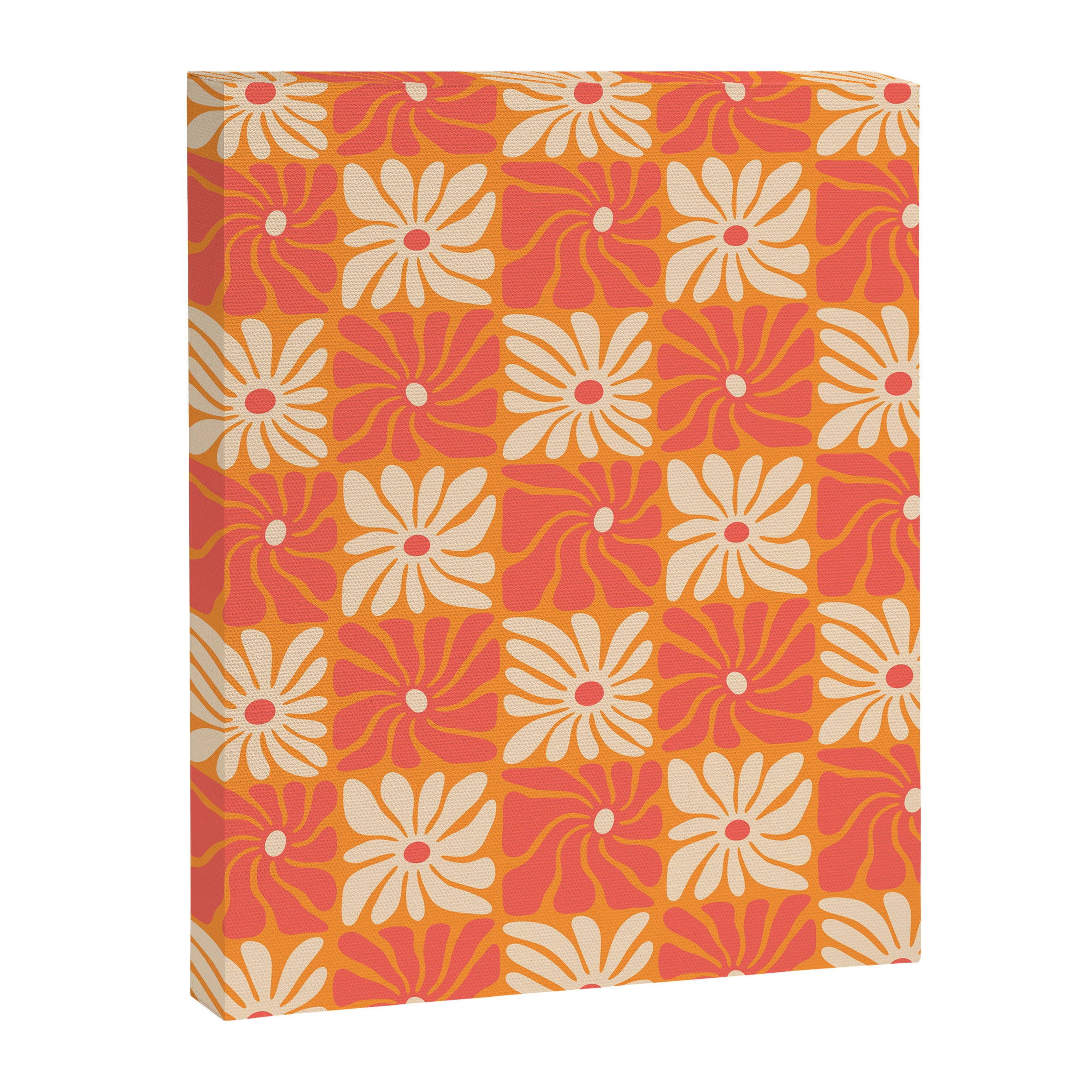 Retro checkered flower art pattern Canvas Print Gallery Image 8