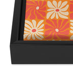 Retro checkered flower art pattern Framed Canvas Print Gallery Image 3