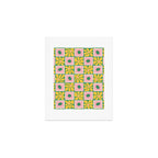 Retro checkered flower art pattern Art Print Gallery Image 1