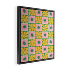 Retro checkered flower art pattern Framed Canvas Print Gallery Image 2