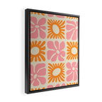 Retro checkered flower mosaic art pattern Framed Canvas Print Gallery Image 2