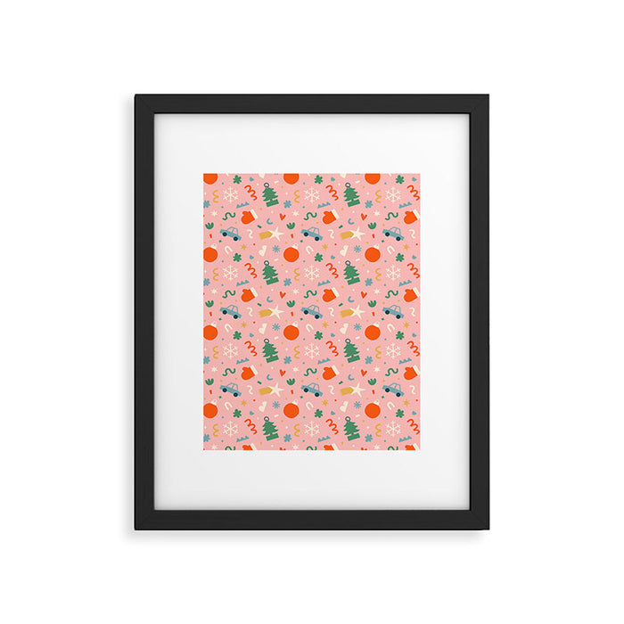 Retro christmas decoration art pattern Framed Art Print Gallery Image 1