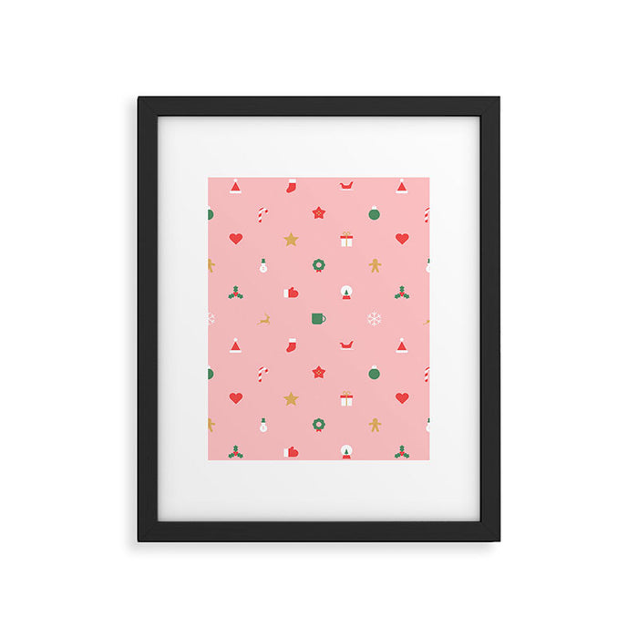 Retro christmas ornament decoration pattern Framed Art Print Gallery Image 1