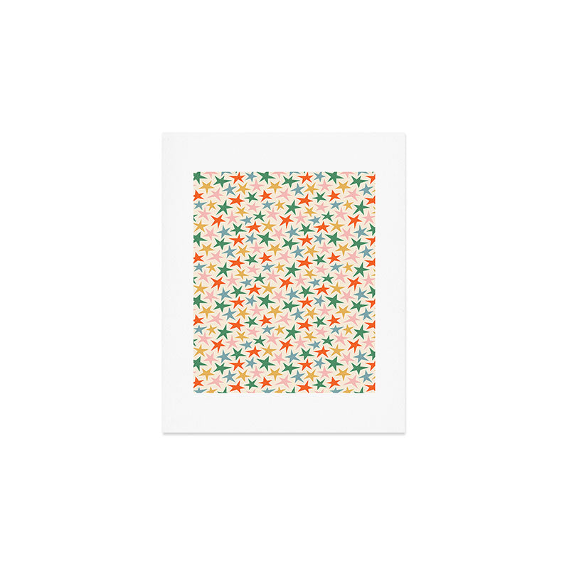 Retro christmas star shape art pattern Art Print Gallery Image 1