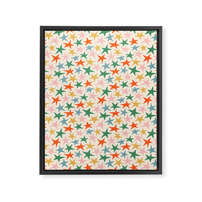 Retro christmas star shape art pattern Framed Canvas Print Gallery Image 1