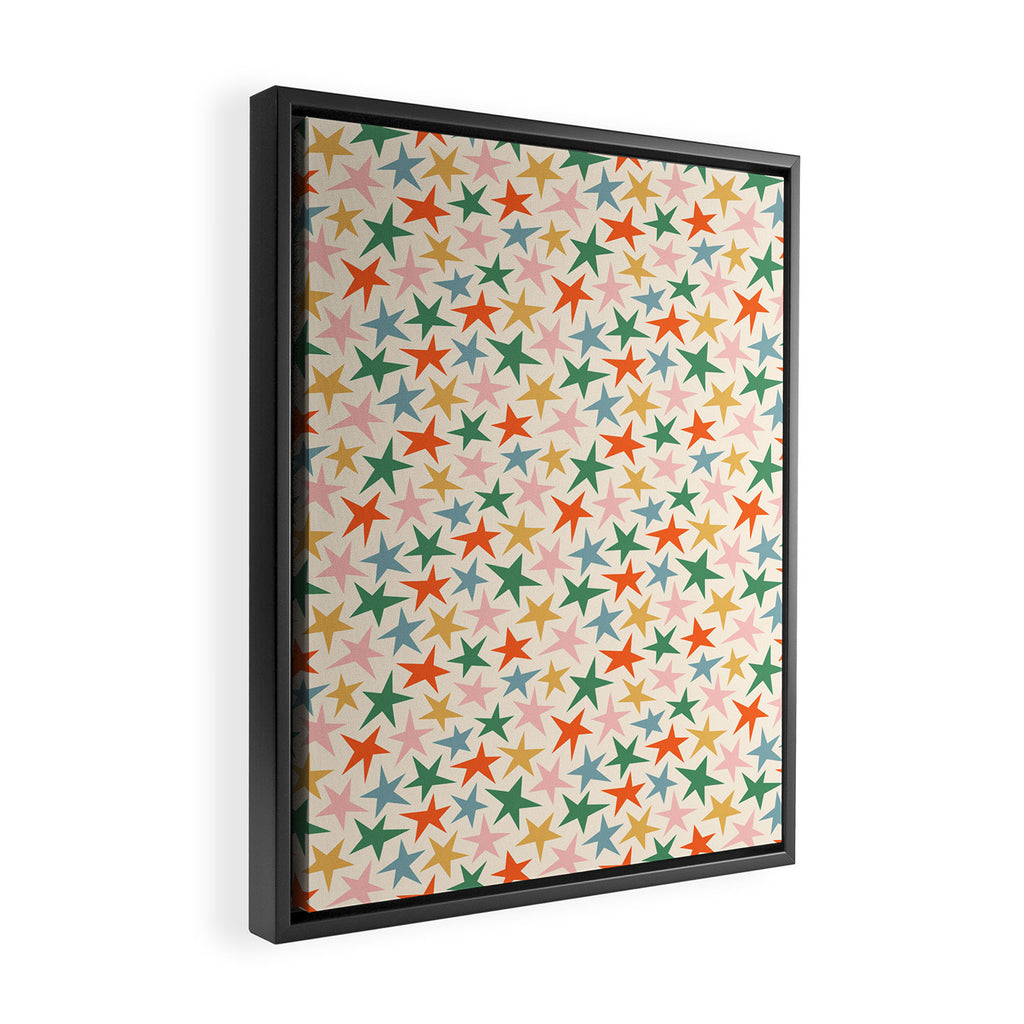 Retro christmas star shape art pattern Framed Canvas Print Gallery Image 2