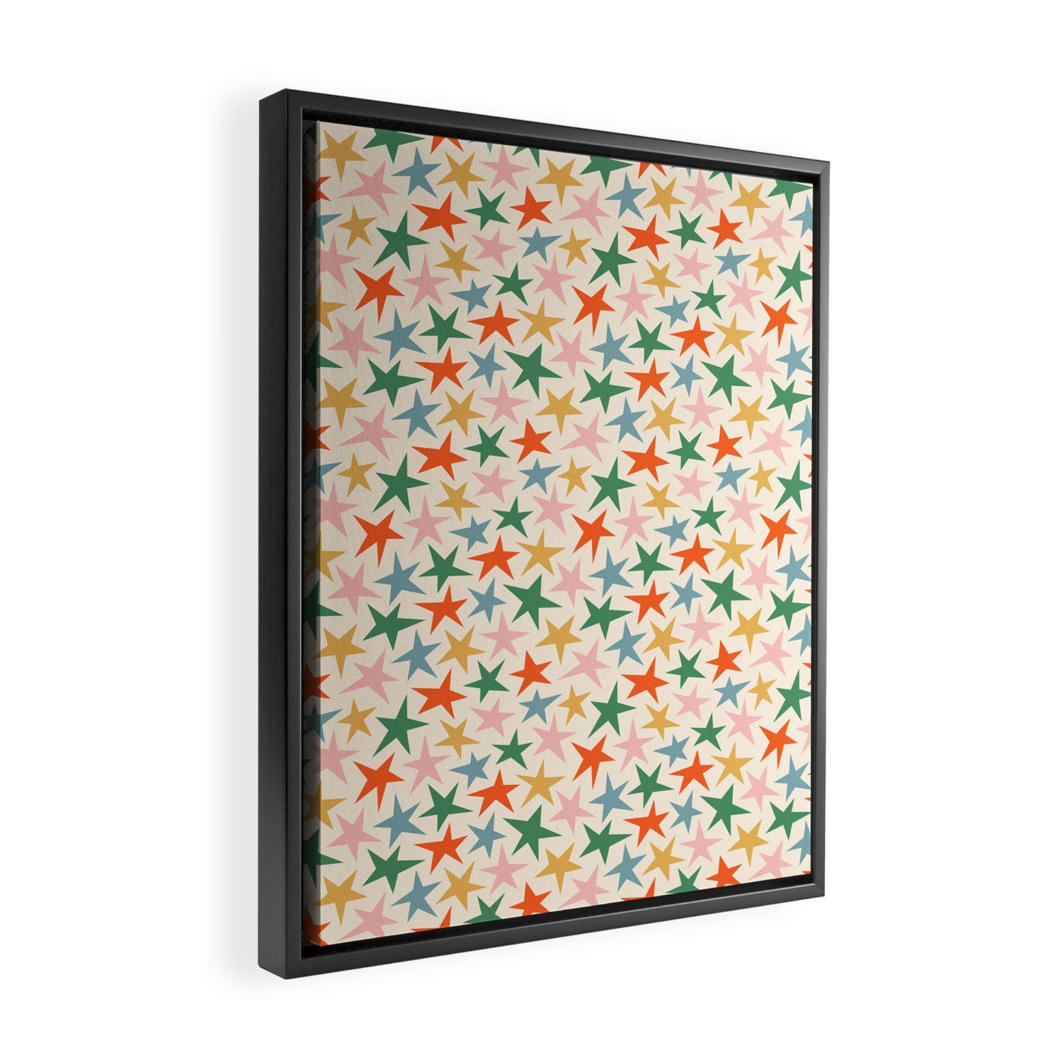 Retro christmas star shape art pattern Framed Canvas Print Gallery Image 2