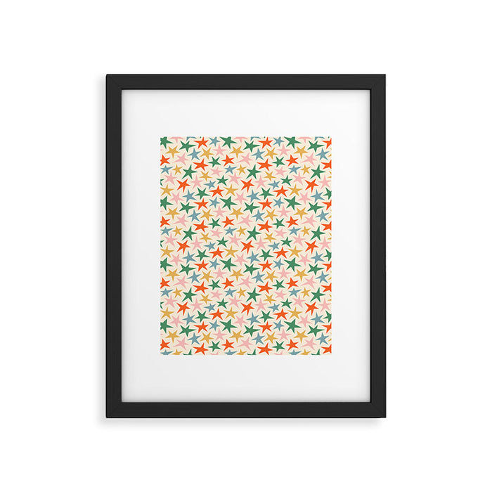 Retro christmas star shape art pattern Framed Art Print Gallery Image 1