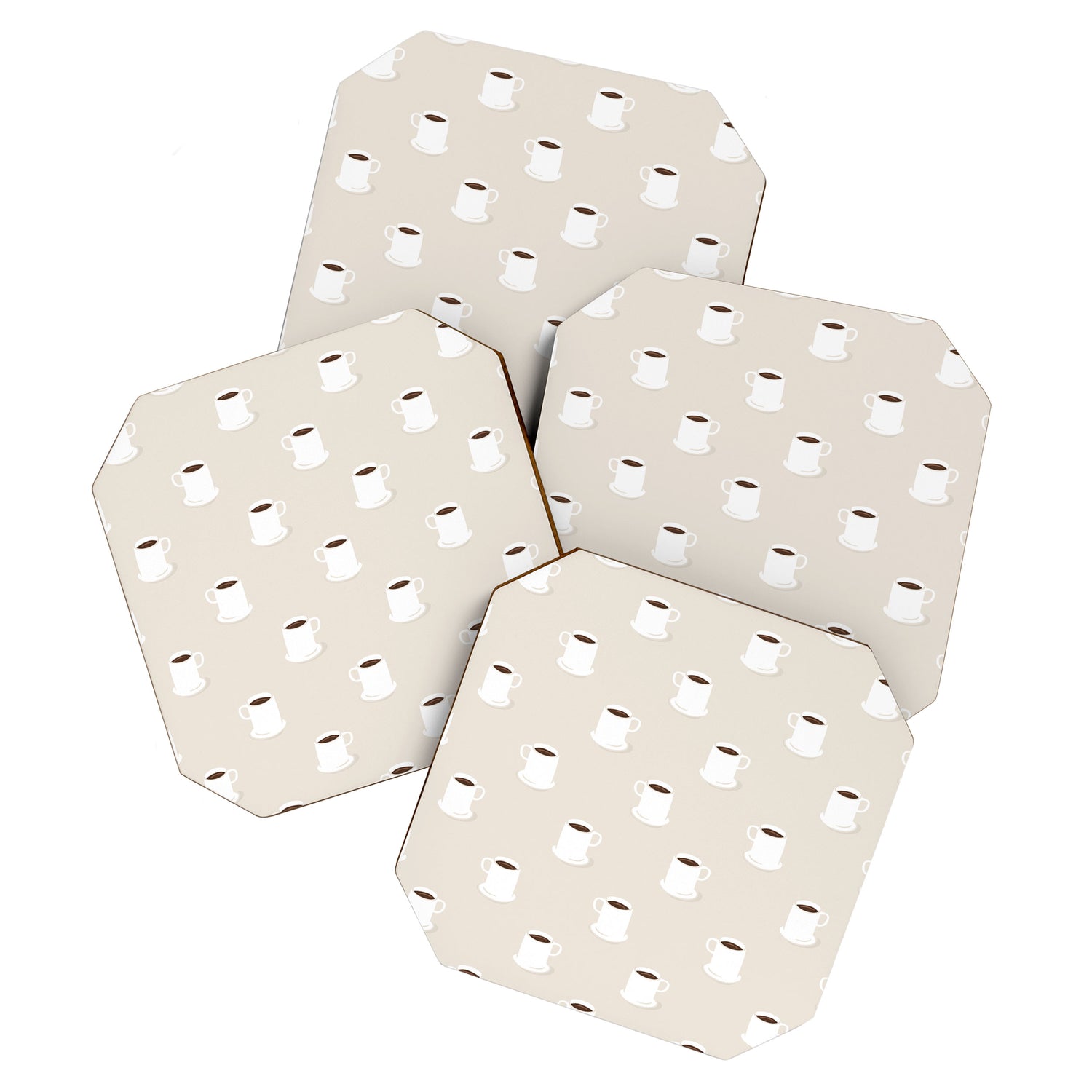 Retro coffee cup cartoon pattern Coaster Gallery Image 1