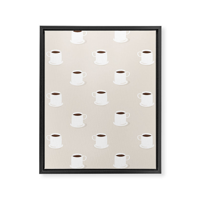 Retro coffee cup cartoon pattern Framed Canvas Print Gallery Image 8