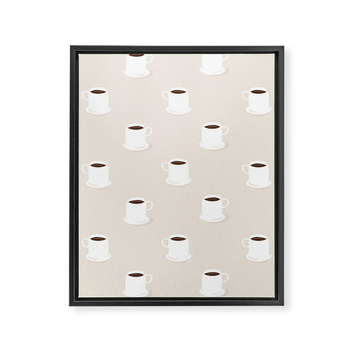 Retro coffee cup cartoon pattern Framed Canvas Print Gallery Image 1