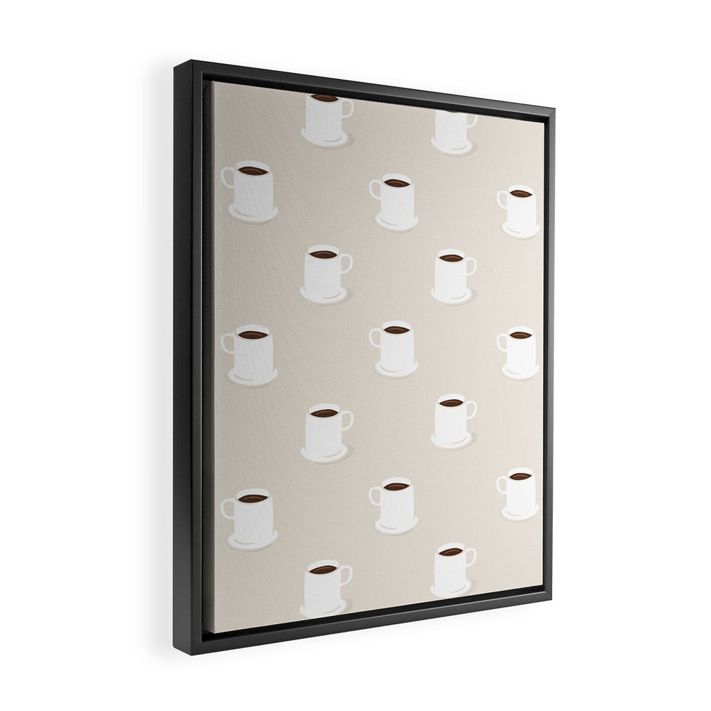 Retro coffee cup cartoon pattern Framed Canvas Print Gallery Image 2
