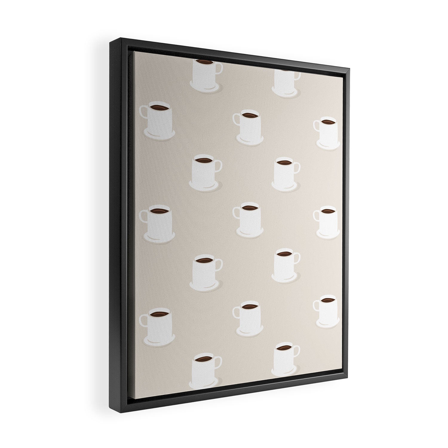 Retro coffee cup cartoon pattern Framed Canvas Print Gallery Image 2