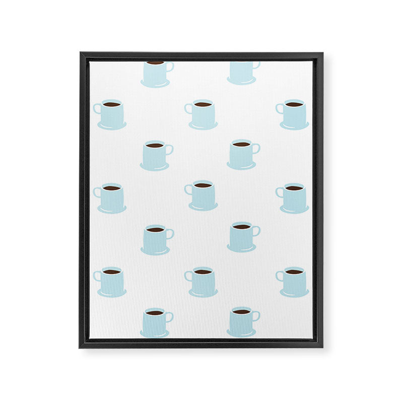 Retro coffee cup cartoon pattern Framed Canvas Print Gallery Image 8