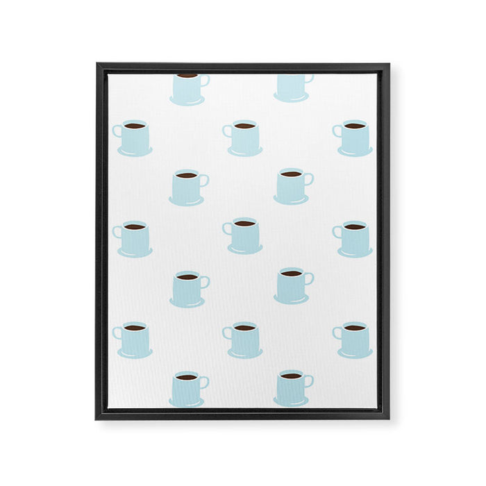 Retro coffee cup cartoon pattern Framed Canvas Print Gallery Image 1