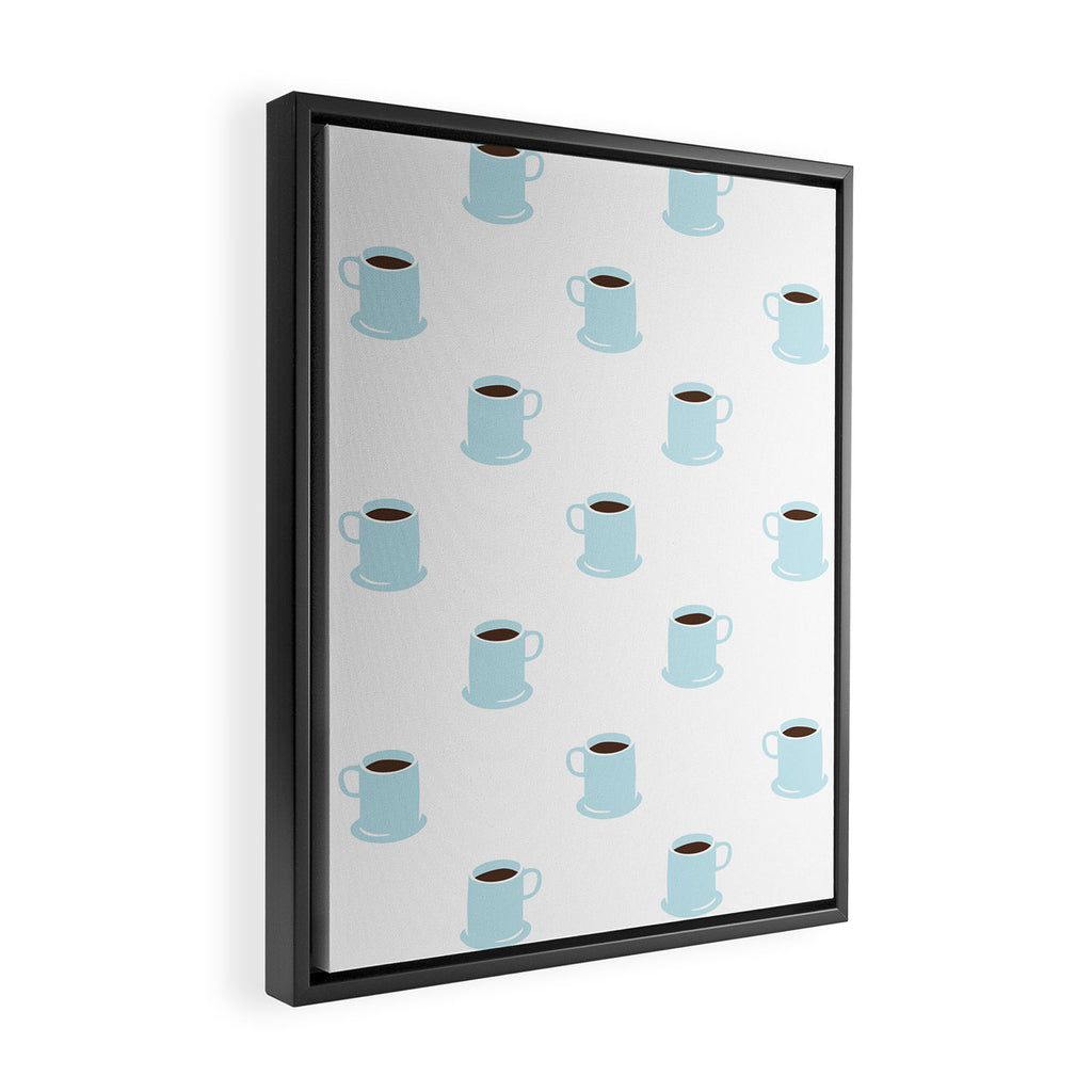 Retro coffee cup cartoon pattern Framed Canvas Print Gallery Image 2
