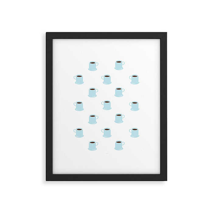 Retro coffee cup cartoon pattern Framed Art Print Gallery Image 1