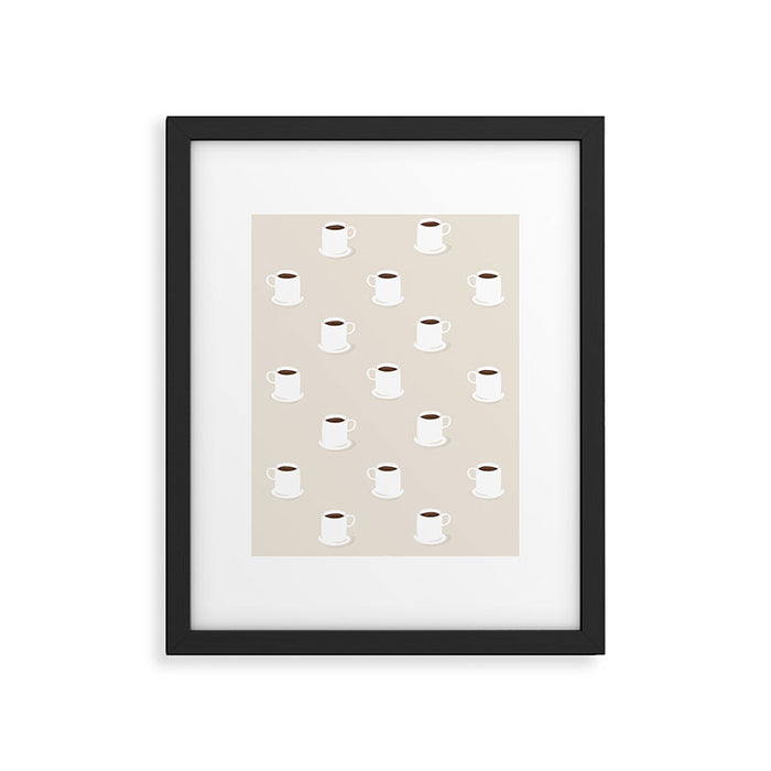 Retro coffee cup cartoon pattern Framed Art Print Gallery Image 1