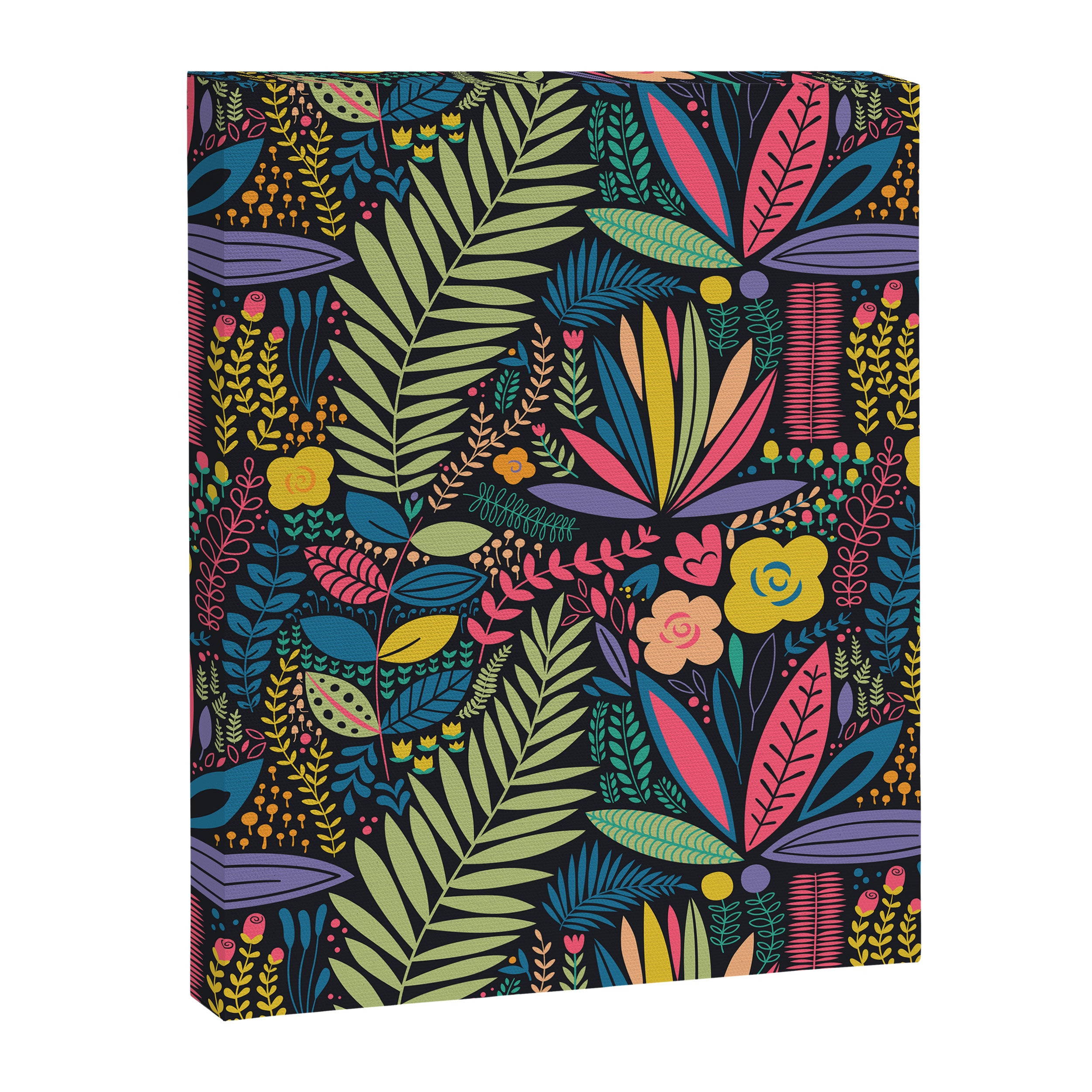 Retro colorful jungle nature plant pattern Canvas Print Gallery Image 8