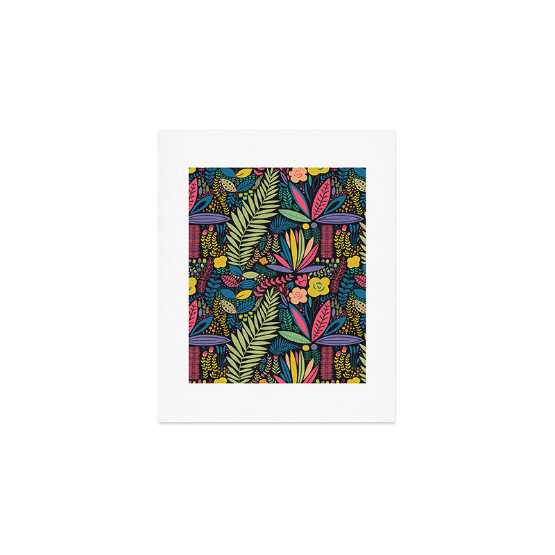 Retro colorful jungle nature plant pattern Art Print Gallery Image 1