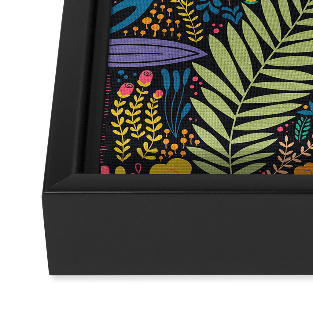 Retro colorful jungle nature plant pattern Framed Canvas Print Gallery Image 3