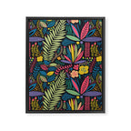 Retro colorful jungle nature plant pattern Framed Canvas Print Gallery Image 8