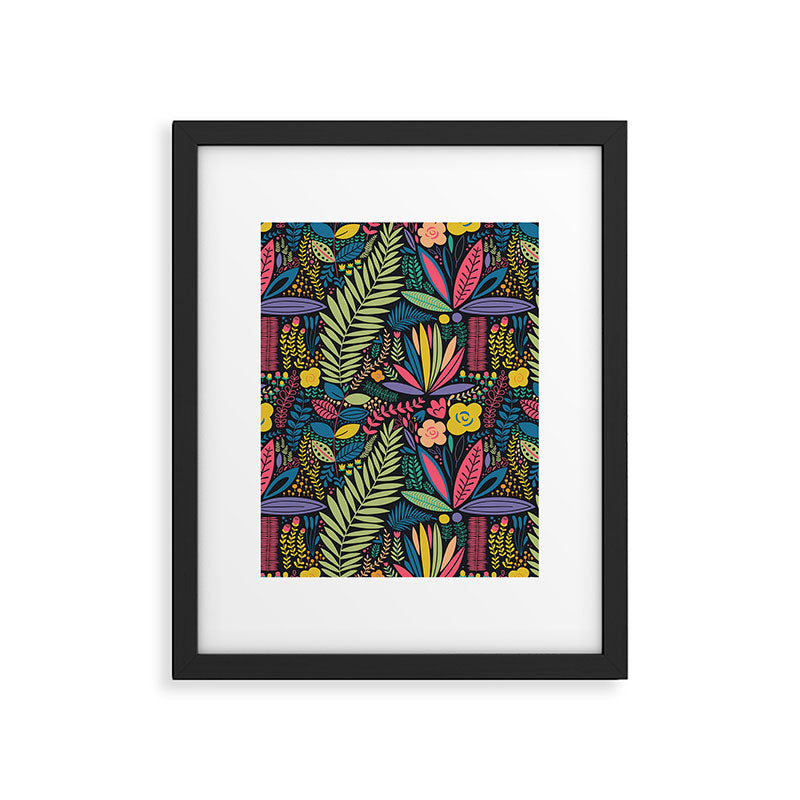 Retro colorful jungle nature plant pattern Framed Art Print Gallery Image 6