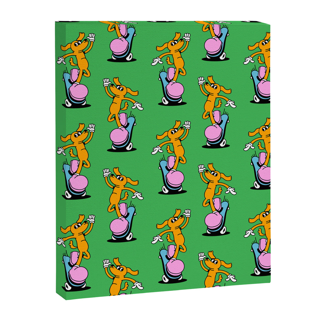 Retro dog cartoon character pattern Canvas Print Gallery Image 8