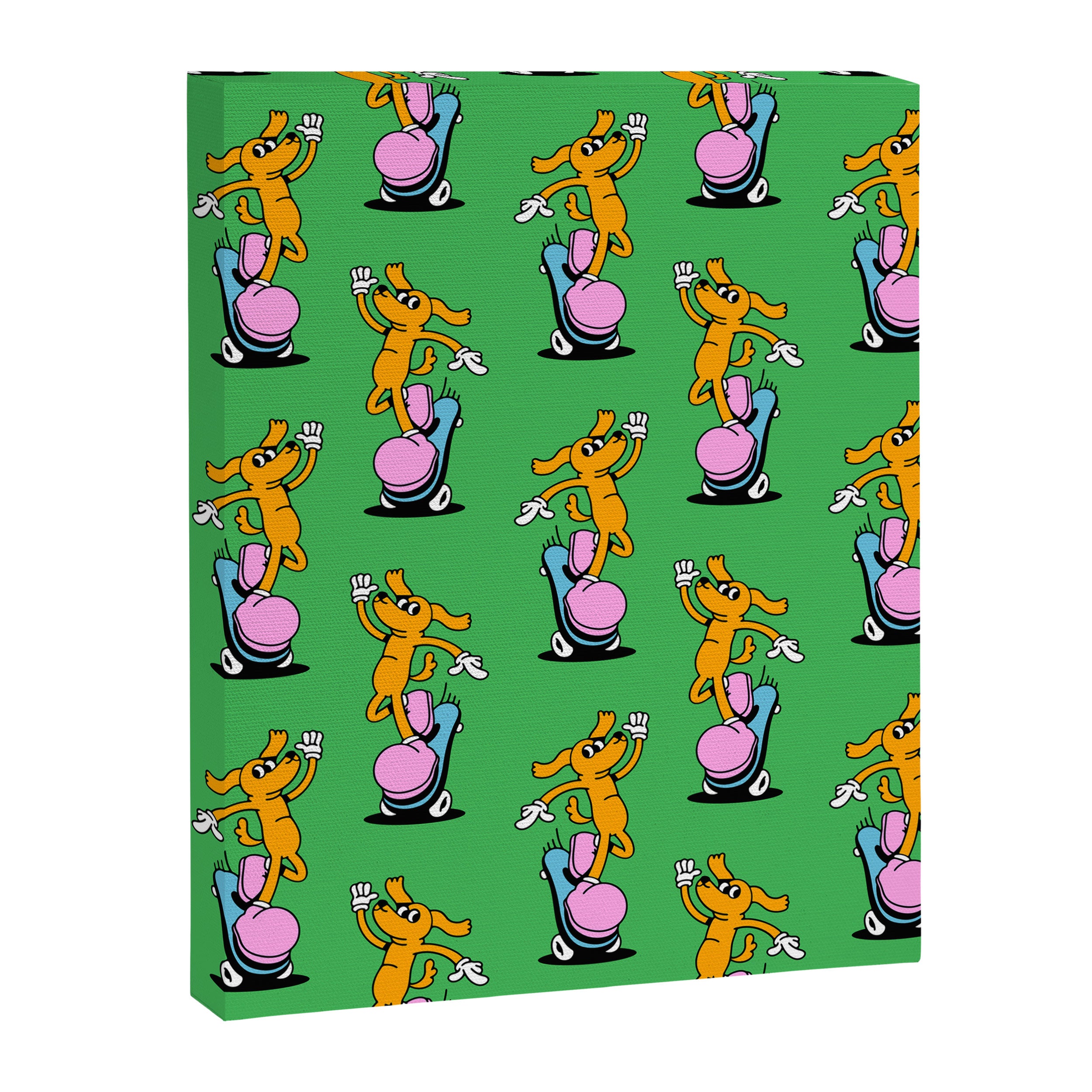 Retro dog cartoon character pattern Canvas Print Gallery Image 8