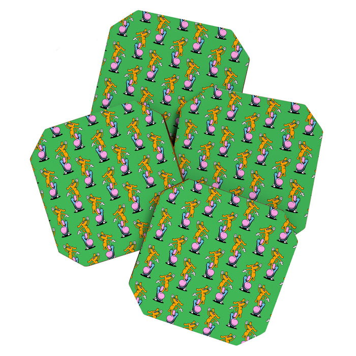 Retro dog cartoon character pattern Coaster Gallery Image 1